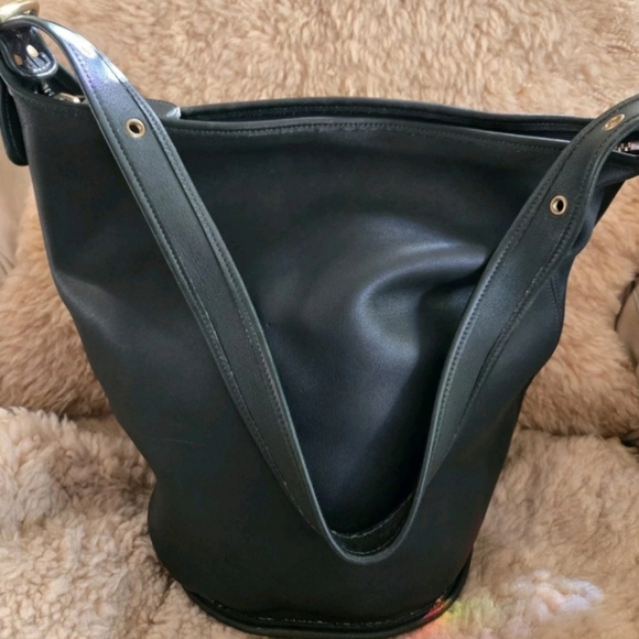 Coach Vintage Duffle Sac 9085 Forest Green Leather XL Feed Shoulder Bag 1994 USA - Picture 5 of 14